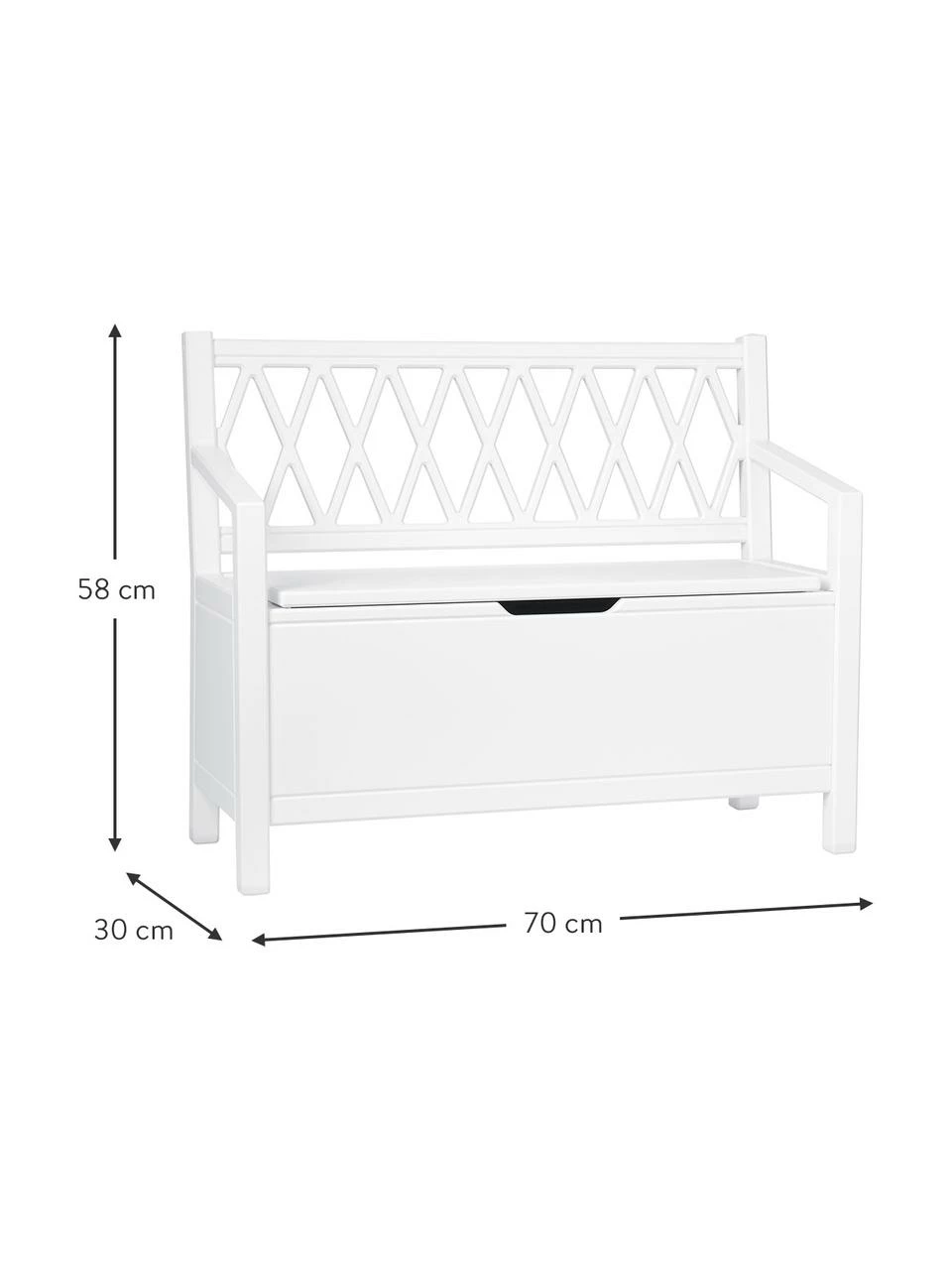 Cam Cam Copenhagen Banc en bois blanc avec rangement Harlequin, larg. 70 x haut. 58 cmSeulement 1 produit disponible 5 Cam Cam Copenhagen Banc en bois blanc avec rangement Harlequin, larg. 70 x haut. 58 cmSeulement 1 produit disponible – Image 3