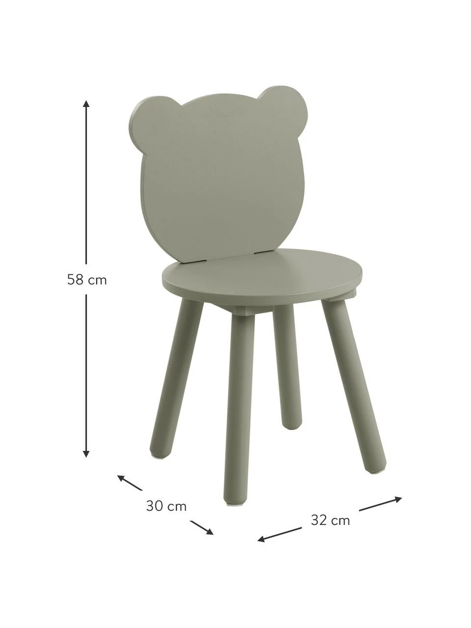 Chaise verte en bois pour enfant Beary, 2 pièces, larg. 30 x haut. 58 cm 5 Chaise verte en bois pour enfant Beary, 2 pièces, larg. 30 x haut. 58 cm – Image 3