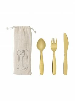 Bloomingville mini Couverts dorés pour enfant Kamila, 3 élém., larg. 4 x long. 17 cm
