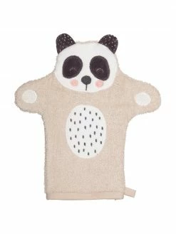 Södahl Gant de toilette en coton bio Panda Penny, larg. 11 x long. 21 cm