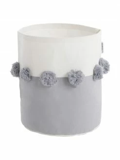 Panier de rangement avec pompons Stone, Ø 22 x haut. 25 cm