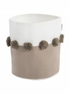 Panier de rangement avec pompons Tan, Ø 22 x haut. 25 cm