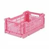 Aykasa Petite caisse de rangement Baby Pink, empilable, larg. 27 x haut. 11 cm