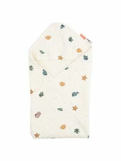 Serviette bébé coton bio avec capuche Sea, larg. 70 x long. 70 cm