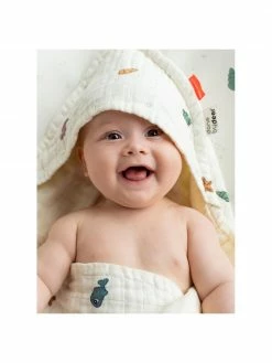 Serviette bébé coton bio avec capuche Sea, larg. 70 x long. 70 cm -Enfants & bébé Soldes 2022 Serviette bebe coton bio avec capuche Sea 3