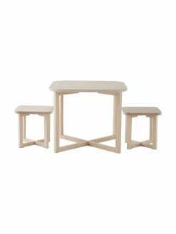 Table avec tabourets en bois pour enfants Benny, 3 élém., Lot de différentes tailles