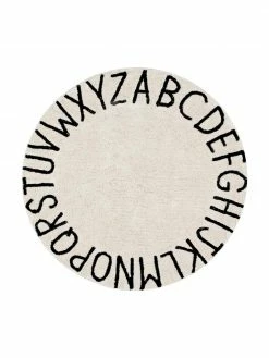 Lorena Canals Tapis rond design beige noir ABC, Ø 150 cm (taille M)