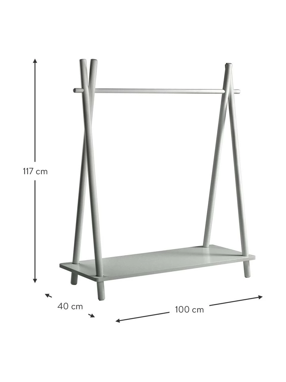 Tringle à vêtements pour enfant bois vert Alicante, larg. 100 x haut. 117 cm 4 Tringle à vêtements pour enfant bois vert Alicante, larg. 100 x haut. 117 cm – Image 2